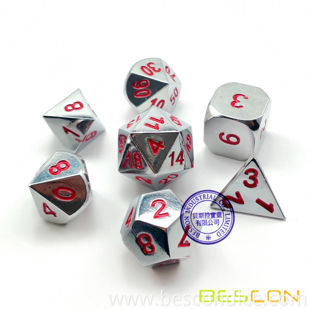 Shiny Chrome Metal Dice Set Of 7 1